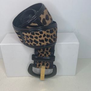 Per Se Women’s Leather Multi Animal Print Textured Belt With Gold Accent, Size-S
